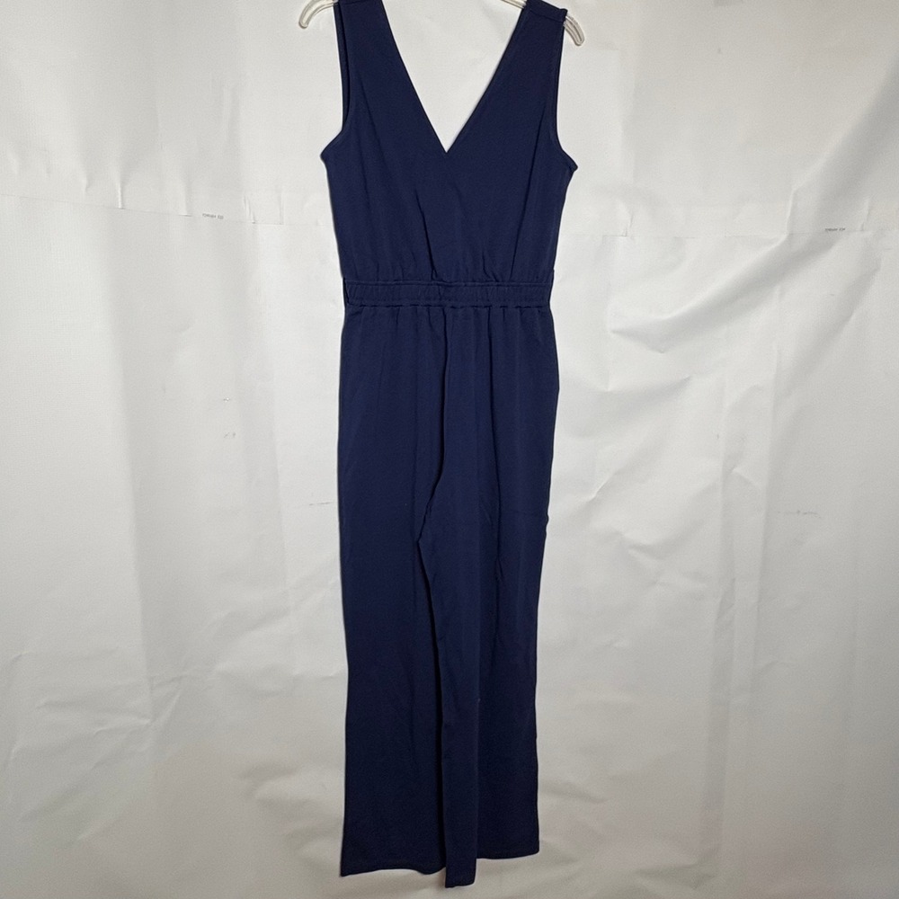 Caralyn Mirand x The Drop Navy Blue V-Neck Jersey Knit Jumpsuit Small NWT Belted